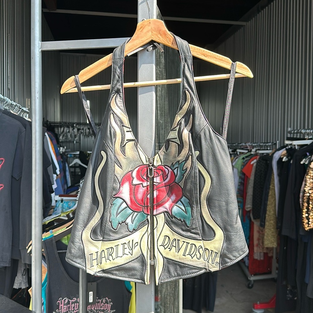 SOLD y2k H-D harley davidson leather halter